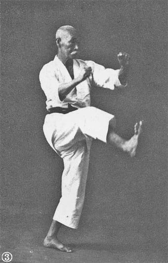 A black-and-white portrait photograph of the Okinawan karate master Hanashiro Chōmo.