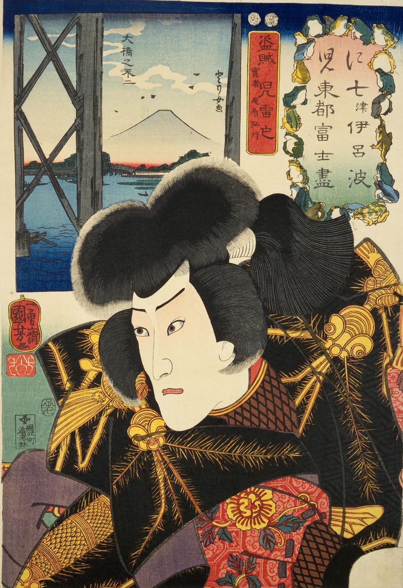 A 19th-century Japanese ukiyo-e woodblock print depicting the legendary shinobi Jiraiya.